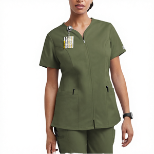 Uniforme médical, infirmier, dentaire, hospitalier, de médecin, fabriqué en usine, services OEM, uni, pas cher, col en V, manches courtes, en gros, écologique - Product Image 4