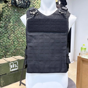 سترة واقية شخصية سوداء خفيفة الوزن من البوليستر أكسفورد عالية الوضوح للعمل مع حزام قابل للتعديل ونظام مولي مقطوع بالليزر - Product Image 1