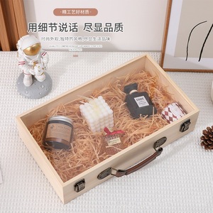 Caja de Regalo de Madera Rectangular de 4.5cm de Alto, Caja de Madera de Pino Hecha a Mano para Guardar Joyas - Product Image 1