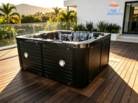 Bain à remous autoportant en acrylique pour 4 à 6 personnes, carré, avec massage par jets d'air, spa extérieur, drain, cascade et commande intelligente