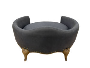 <span class=keywords><strong>Cama</strong></span> para Mascotas T0025 de Estilo Francés, Lujosa, en Gris Oscuro, de Lino Suave, para Perros y Gatos Pequeños, con Patas Talladas Retro y Tachuelas de Latón - Product Image 5