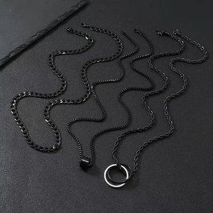 <span class=keywords><strong>Collier</strong></span> en acier inoxydable style Trap, maillons cylindriques stéréo, ensemble de <span class=keywords><strong>3</strong></span> pendentifs tendance Hip Hop pour hommes - Product Image 3