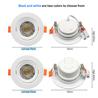 Lampu Sorot Plafon LED 3CCT AC100-240V 7W Saklar Dial 3CCT Dapat Diubah IP20 Dapat Disesuaikan 90 Derajat Bahan PP+PS untuk Rumah dan Kantor