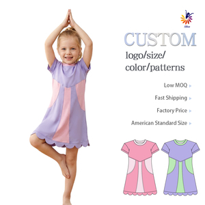 Vestito Sportivo da Yoga per Ragazze a Maniche Corte con Orlo Ondulato, Color Block, Pantaloncini Integrati, Personalizzabile in Piccole Serie - Product Image 1