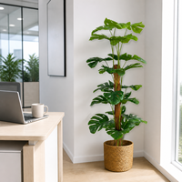 Plante artificielle Monstera en gros, toucher réel, fausse plante tropicale en pot pour la décoration intérieure d'hôtels et de centres commerciaux