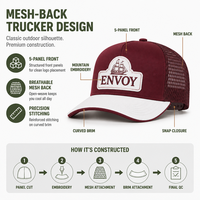 Gorras Trucker Personalizadas con Logotipo, Gorra de 5 Paneles con Malla Trasera y Parche Aplicado para Hombres y Mujeres, para Actividades al Aire Libre, Camping, Trabajo, Estilo Vintage, Negro y Verde