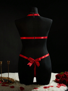 <span class=keywords><strong>Lingerie</strong></span> érotique bon marché pour femmes, <span class=keywords><strong>taille</strong></span> XXXL, <span class=keywords><strong>lingerie</strong></span> sexy à bandeaux, soutien-gorge ouvert, gros seins, nœud, ensemble de <span class=keywords><strong>lingerie</strong></span> pour la Saint-Valentin - Product Image 4