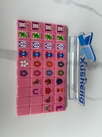 Jeu de Mahjong américain, tuiles de Mahjong en acrylique rose sur le thème de la course hippique, jeu de club de style western