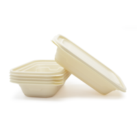 Boîte à lunch bento biodégradable en amidon de maïs de 480 ml, emballage alimentaire jetable compostable, conteneur avec couvercle, boîtes à collation à emporter