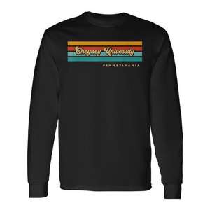 Cheyney University Pennsylvania <b>Long</b> <b>Sleeve</b> <b>T</b>-<b>Shirt</b> Vintage Sunset <b>Stripes</b> Design - Product Image 1