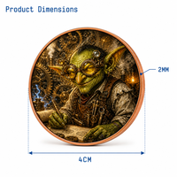 Pièce de monnaie artistique Goblin Badge d'Inventeur - Pièce de monnaie en cuivre de collection de 40 mm - Pièce porte-bonheur Steampunk pour artisan ingénieur pour cadeau et décoration