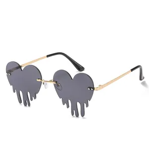 monstro suaves óculos de sol caso Suppliers-Óculos de sol feminino love tears, óculos de metal sem armação azul e engraçado para baile