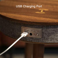Table d'appoint moderne en bois pour thé et café avec chargeur et haut-parleur Bluetooth, table basse avec haut-parleur et Bluetooth