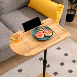 OVS Bambu <span class=keywords><strong>C</strong></span> Şekilli Kanepe Sehpası Yüksekliği Ayarlanabilir Tablet Yuvalı Şarap Tutucu ile Yatak Odası Oturma Odası için Kanepe Yan Sehpası - Product Image 6