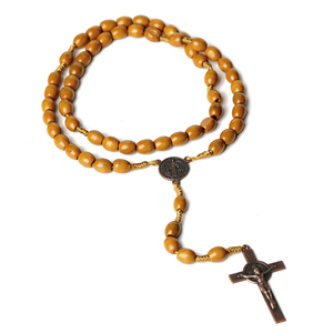Bella Catholic <span class=keywords><strong>rosario</strong></span> perline in legno collana con 8*10mm perline ovali su misura rosari perfetto per i regali di preghiera - Product Image 2