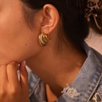 Boucles d'oreilles clous géométriques de luxe en or 18 carats pour femmes, tendance 2026, fabrication sur mesure, vente en gros, bijoux de mariage et de fiançailles