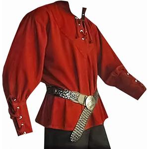 Baige Mens Medieval Lace up Costume Mercenary Scottish Wide Cuff Shirt Renaissance Viking Top - Product Image 5