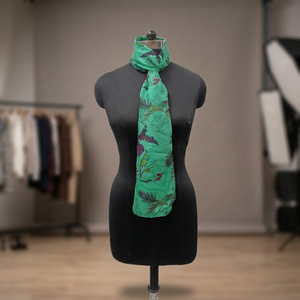 Digital Print <b>Silk</b> Leaf Pattern Long <b>Scarf</b> Women's Stole Tropical Floral Shawl for Daily Wear - Product Image 2