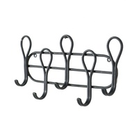 Porte-clés mural multifonctionnel en métal noir avec crochets, organisateur personnalisé avec logo pour la maison, double rectangle, modèle 1