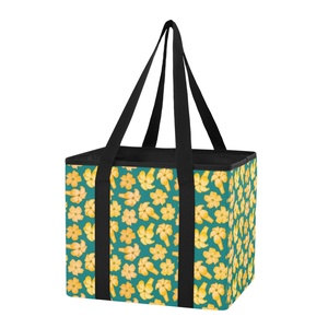 Bolsas de Compras Reutilizables de Nailon Plegables Grandes con Dos Asas y Estampado Personalizado de Flores de Puakenikeni Hawaianas, Cesta de Almacenamiento para Compras - Product Image 2