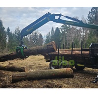 DIBO CE TUV Mesin Pertanian Kehutanan dan Pengolahan Kayu 6ton Kotak Peralatan Log Loader Kayu Kecil dengan Crane Kayu 4.7m dan Trailer 4WD