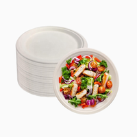 Assiette ronde en bagasse de canne à sucre 100% compostable, assiette jetable biodégradable, vaisselle écologique pour la restauration