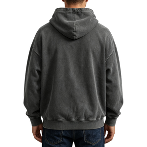 Sudadera con capucha personalizada lisa con lavado ácido, de algodón grueso y felpa, estilo oversize, con efecto desgastado, para hombre, estilo urbano TKAN9085 - Product Image 3