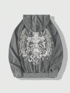 Sweat à capuche vintage pour homme, 100 % coton épais, streetwear, coupe oversize, délavé à l'acide, épaules tombantes, vierge - Product Image 5