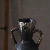 Vas MgO Gaya Retro Vintage, Pot Rustic Elegan untuk Dekorasi Rumah, Hiasan Ruang Tamu