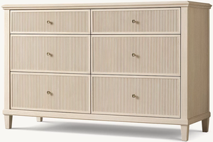 <span class=keywords><strong>Cassettiera</strong></span> a 6 cassetti in legno massello di rovere naturale, stile American Farmhouse, con frontale scanalato e scanalature, per camera da letto, mobile contenitore resistente - Product Image 5