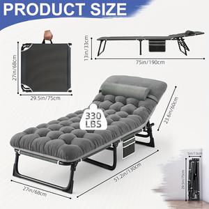 3-in-1 opvouwbare campingbed, 5 standen verstelbaar, patio ligstoel, draagbare slaapbank - Product Image 2