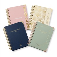 Carnet à spirales rose personnalisé A4 A5, couverture rigide, agenda mensuel, journal, impression de logo en feuille d'or