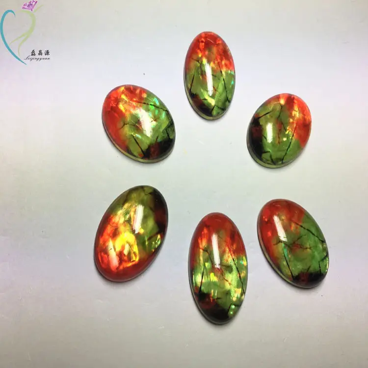 2019 Commercio All'ingrosso della fabbrica di Base Piatta Ovale Cabochon 18x24mm 13 # Ammolite Pietra