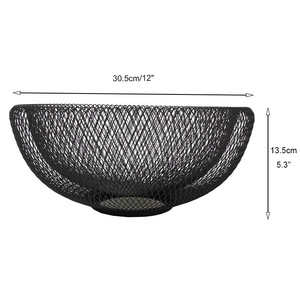 Modern Round Metal Fruit Basket Black Durable <b>Standing</b> Type Food Container for Kitchen Storage - Product Image 3