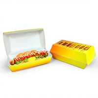 Plateau à gaufres en papier imprimé couleur personnalisée pour hamburger boîte à hot-dog maïs-chien plateau à hot-dog à emporter