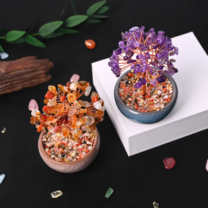 Bán buôn Chất lượng cao tự nhiên quartzchips <span class=keywords><strong>Bonsai</strong></span> tiền cây tinh thể gốm Bát cơ sở cây để trang trí - Product Image 2