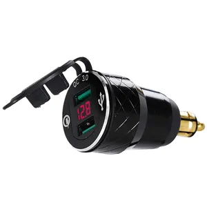 Motorcycle DIN Hella Power let Plug Dual Quick Charge 3.0 USB Auto Car Charger