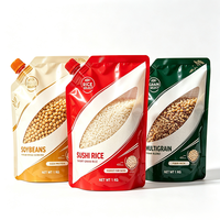 Pochette Doypack personnalisée avec bec verseur, finition brillante, 1 kg, avec fenêtre découpée pour riz, soja, sacs Mylar