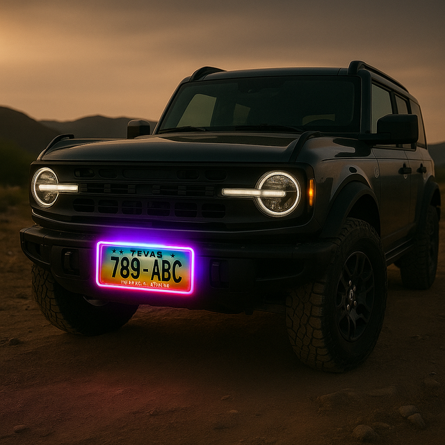 Smart APP Controlled LED License Plate Light for US Cars with PC ABS Housing Multi Color Change