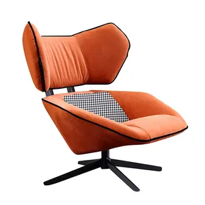 NOVA çağdaş tek sandalye salonu arkalığı sandalye turuncu deri yumurta sandalye