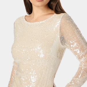 Nouvelle Robe de Soirée Mini Élégante 2025 pour Femme, Ornée de Paillettes, Manches Longues, Style Féerique - Product Image 3