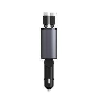 Chargeur de voiture USB-C 4 ports PD 100W avec câble rétractable et affichage LED, protection OTP, neuf, pour ordinateur portable