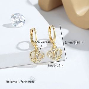 Boucles d'oreilles pendantes en zircon cristal de luxe pour femmes, couleur or, cercle creux géométrique, bijoux de mariage - Product Image 5