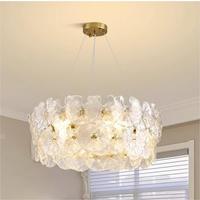Lustre de salon moderne simple et luxueux de designer français, lumière suspendue à fleurs chaudes pour salle à manger, chambre principale, matériau en verre