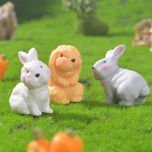 Kawaii Miniature Resin Bunny Figurine Fairy Garden Accessories <strong>Easter</strong> Holiday Supplies White Grey Yellow Animal <strong>Ornament</strong> - Product Image 2