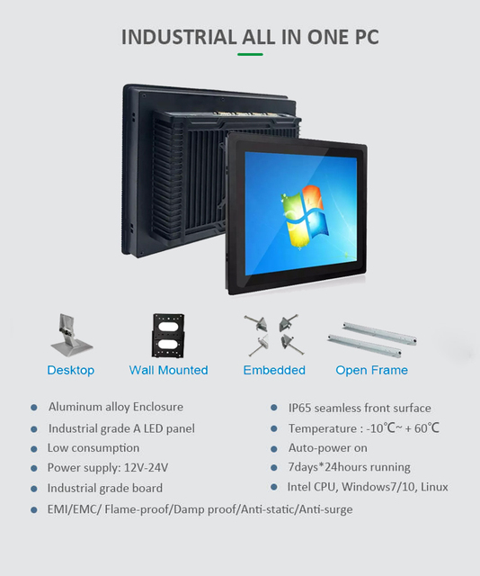 All-In-One 15.6\" 21.5\" Industrial Control Machine Cabinet Kiosk Accessory with SeeTouch All Touch Panel PC