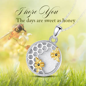Changda 925 plata esterlina oro abeja memoria medallones foto medallón colgante collar - Product Image 5