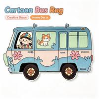 Tapis d'appoint pour enfants mignon et amusant, tapis en peluche antidérapant en forme de bus pour la chambre des enfants, décoration de la maison