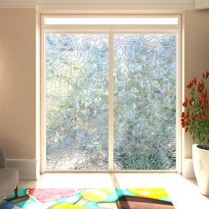 <span class=keywords><strong>Film</strong></span> de fenêtre statique irisé effet terrazzo, <span class=keywords><strong>film</strong></span> de confidentialité arc-en-ciel pour vitres, motif pierre brisée, amovible sans adhésif pour la maison - Product Image 3