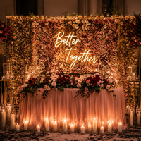Décoration de Mariage Luxe Moderne – Pack Complet : Arche Géométrique Noir Mat, Allée en Velours, Lustre en Cristal, Toile de Fond LED – Solution OEM Tout-en-un